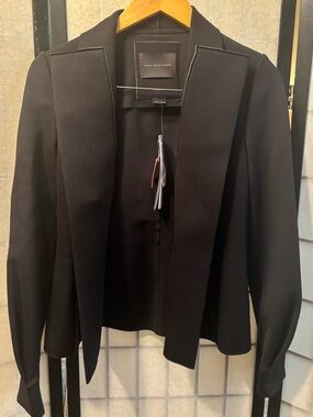 MARIE SAINT PIERRE NWT Monara Scuba Black Open-Front Tailored BlazerJacket